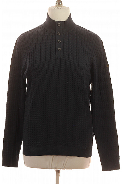 NO EXCESS Pánský tmavě modrý pletený pulovr se stojáčkem a copánkovým vzorem Vel. xxl | NO EXCESS | obrázek 2