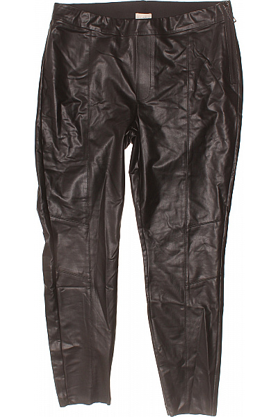 MILANO ITALY Dámské Koženkové Kalhoty černé Lesklé Skinny S Pružným Pasem Vel. 44