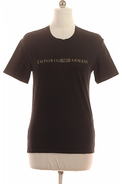 ARMANI Dámské Bavlněné černé Tričko S Krátkým Rukávem A Potiskem Nápisem Basic Velikost M