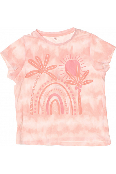Dívčí Tričko TieDye Růžové Palmy Duha Letní Krátký Velikost 116 | Unimoda | obrázek 2