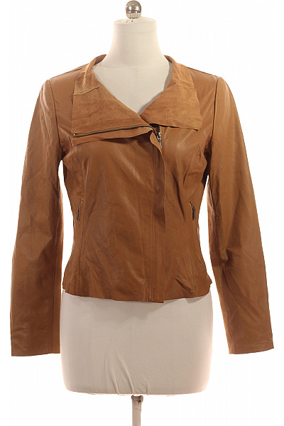 CIGNO NERO Dámská Kožená Bunda Biker Křivák Hnědá Krátká Stylová Na Podzim Vel. 40