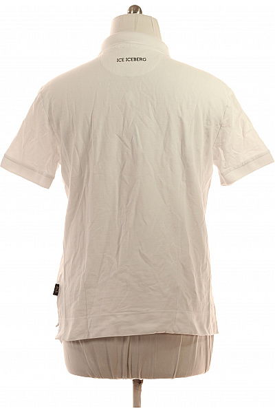 Iceberg Polo tričko bílé jednobarevné basic s límečkem s krátkým rukávem Vel. L | Iceberg | obrázek 2