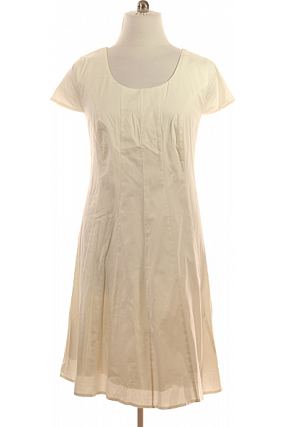 Sheego Dámské Krémové šaty Krátký Rukáv Jednoduché Letní Ke Kolenům Vel. 52