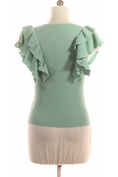 Lipsy Dámská viskózová pletená halenka zelená s volánky a výstřihem do V Velikost 40 | Lipsy | obrázek 3