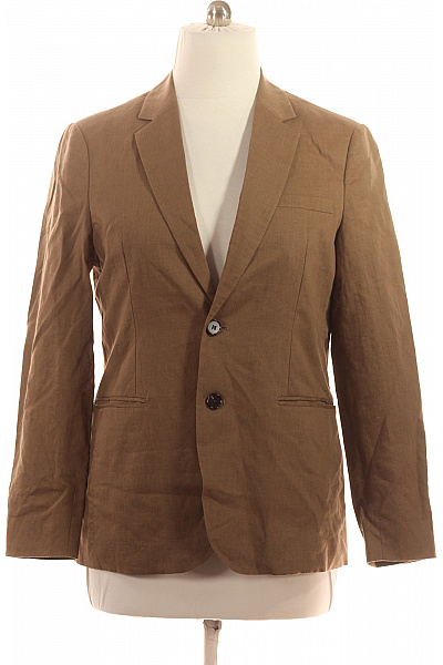 Hnědé Polyesterové Volnočasové Sako Jednořadé S Kapsami Na Běžné Nošení Vel. XL