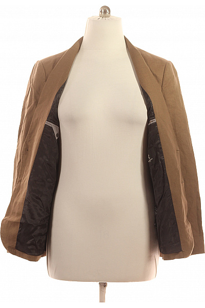 Hnědé polyesterové volnočasové sako jednořadé s kapsami na běžné nošení Vel. XL | Unimoda | obrázek 3