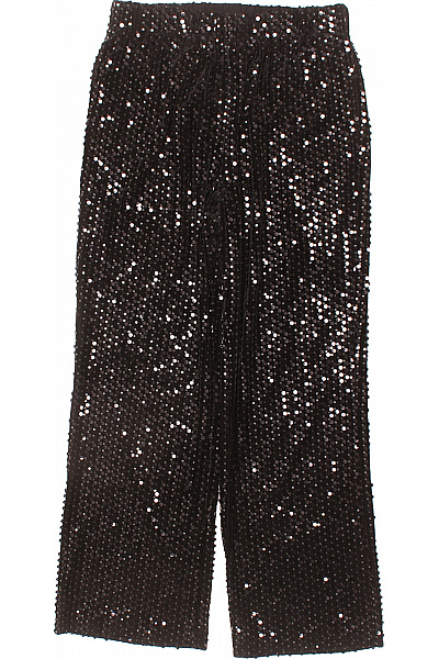 Maje Černé flitrové široké společenské kalhoty s gumou v pase Velikost 40 | Maje | obrázek 2