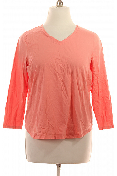 RÖSCH Dámské bavlněné tričko korálové V-výstřih dlouhý rukáv basic Vel. 48 | RÖSCH | obrázek 2