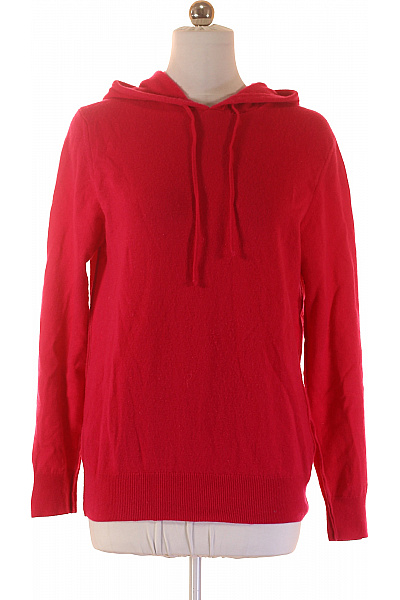 Dámský červený Svetr S Kapucí Basic Přes Hlavu Velikost 42
