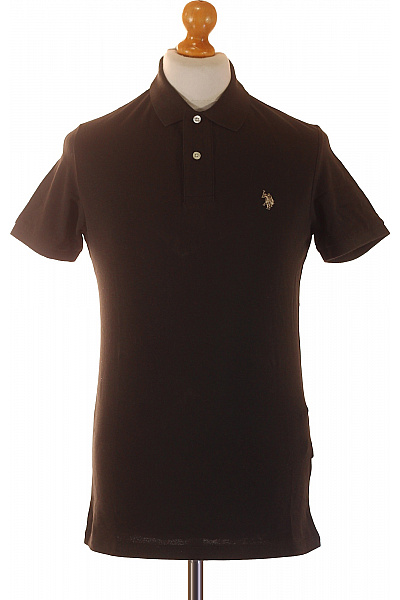 U.S.POLO ASSN. Polo Tričko Hnědé Jednobarevné S Límečkem S Krátkým Rukávem S Výšivkou Velikost S