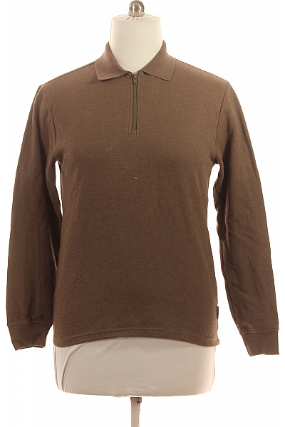 ONLY & SONS Pánská Hnědá Mikina Bez Kapuce Se Zipem U Krku Dlouhý Rukáv Jednobarevná Velikost S