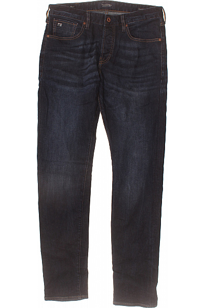 Scotch & Soda Pánské Tmavě Modré Džíny Rovné Kapsy Seprané Klasické Velikost W32/L34