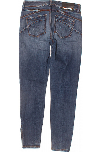 Dámské modré strečové skinny džíny se zipy a seprané Vel. 28 | Unimoda | obrázek 2