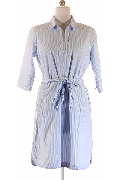 LAWRENCE GREY Dámské Modré Bílé Pruhované Košilové šaty S Páskem Volnočasové Vel. 44
