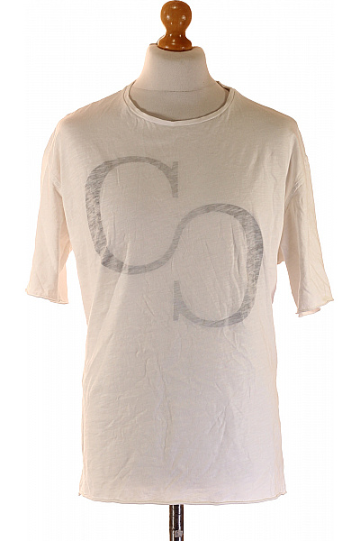 COTTON CANDY Bavlněné Bílé Tričko Pánské Krátký Rukáv Basic S Potiskem Oversize Vel. S