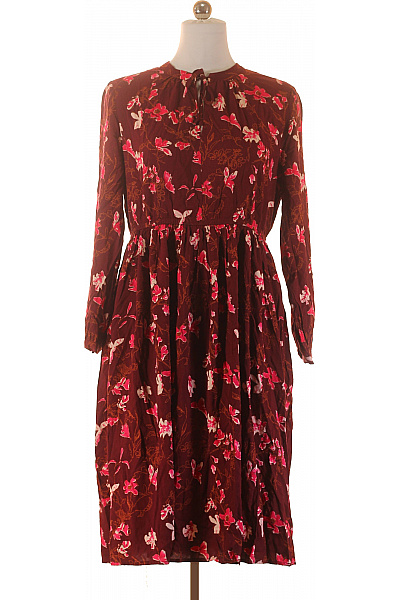 LAWRENCE GREY Dámské vínové viskózové květované šaty midi s dlouhým rukávem volné Vel. 42 | LAWRENCE GREY | obrázek 2