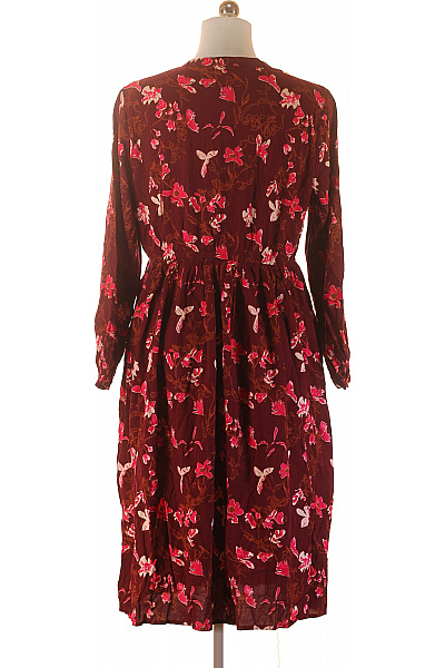 LAWRENCE GREY Dámské vínové viskózové květované šaty midi s dlouhým rukávem volné Vel. 42 | LAWRENCE GREY | obrázek 3