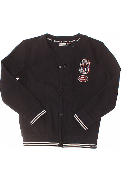 Garcia Chlapecká Tmavá Pletená Vesta S Nášivkami A Pruhy Vel. 128/134