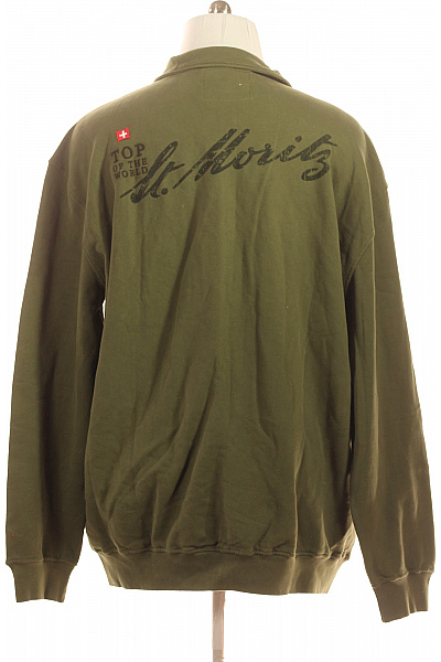 St.Moritz Pánská olivová mikina na zip se stojáčkem s nášivkou Velikost 4XL | St.Moritz | obrázek 2