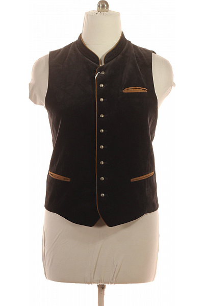 Pánská společenská vesta tmavá hnědá elegantní bez rukávů Velikost 50 | Unimoda | obrázek 2