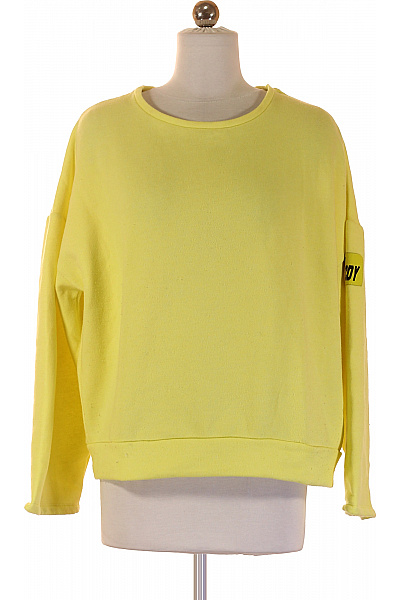 COTTON CANDY Dámská žlutá Polyesterová Mikina Crewneck Streetwear Oversized Bez Potisku Velikost S