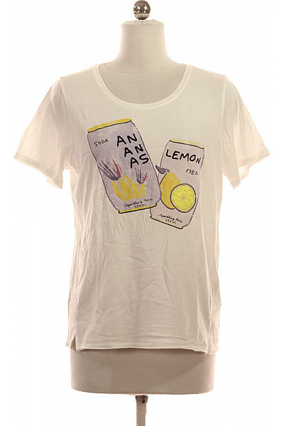 LIEBLINGSSTÜCK Dámské Bílé Tričko S Krátkým Rukávem A Potiskem Ananas A Citron Vel. S