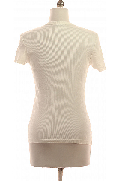 LACOSTE Dámské žebrované tričko bílé s krátkým rukávem a kulatým výstřihem Vel. 40 | LACOSTE | obrázek 2