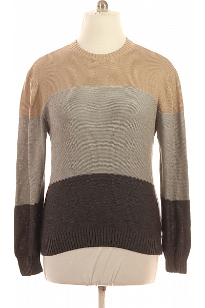 LAWRENCE GREY Pánský pruhovaný pletený pulovr béžový šedý hnědý Velikost l | LAWRENCE GREY | obrázek 2