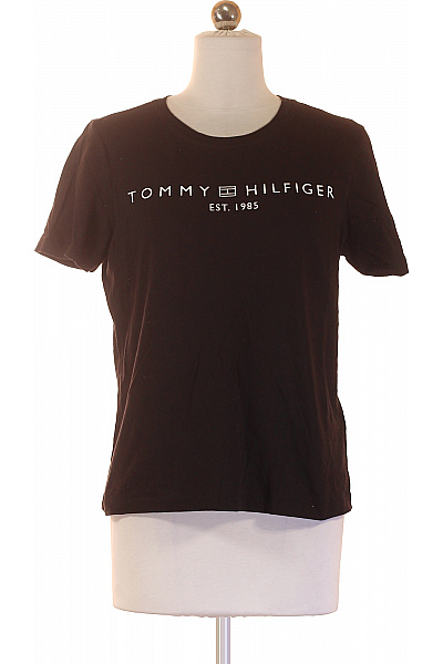 TOMMY HILFIGER Dámské bavlněné černé tričko s krátkým rukávem a nápisem basic Vel. s | TOMMY HILFIGER | obrázek 2