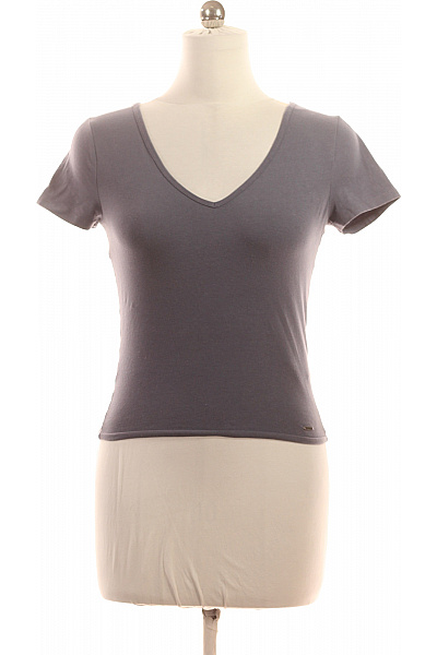 Hollister Dámské šedé basic tričko s krátkým rukávem a V výstřihem Velikost m | Hollister | obrázek 2