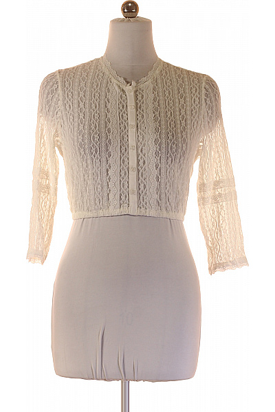 Trachtenmanufaktur Bílé Krajkové Bolerko S Knoflíky Vintage Crop Top Vel. 40