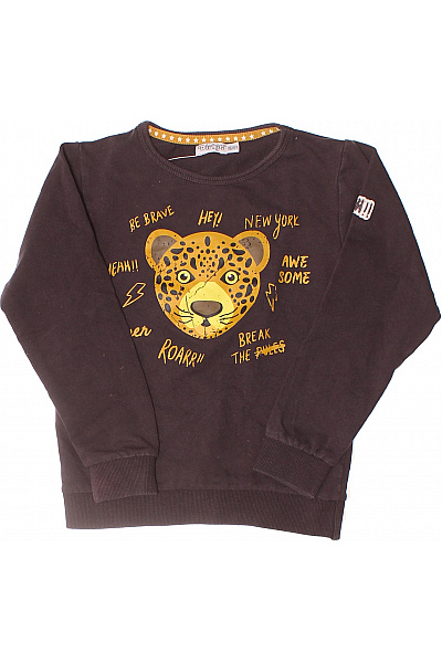 Dirkje Chlapecká Hnědá Mikina S Potiskem Leopardí Hlavy A Nápisy Velikost 116