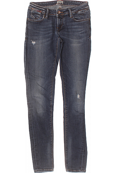 TOMMY HILFIGER Dámské Modré Džíny Strečové Skinny Seprané S Dírami Vel. 26/32