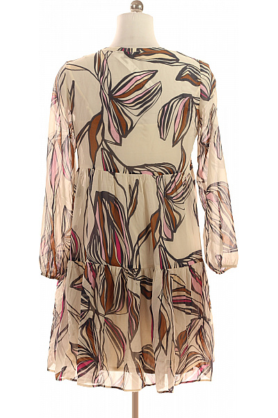 COMMA Dámské letní šaty polyesterové volné tunikové s dlouhým rukávem květované béžové Vel. s | COMMA | obrázek 2