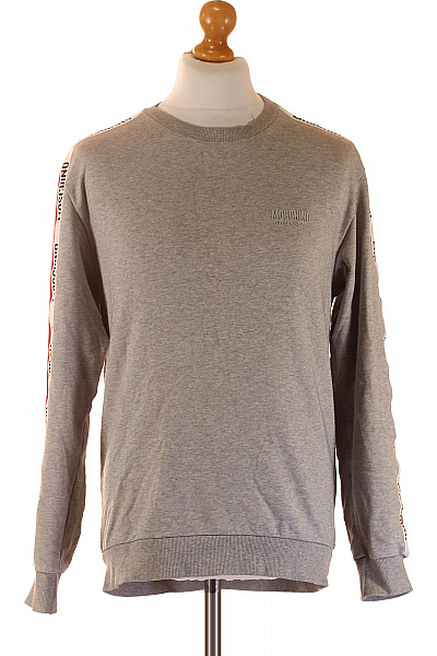 MOSCHINO Pánská šedá Mikina Bez Kapuce S Dlouhým Rukávem Streetwear Vel. S