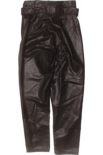 PIECES Dámské koženkové kalhoty s vysokým pasem černé volné s páskem Vel. m | PIECES | obrázek 2