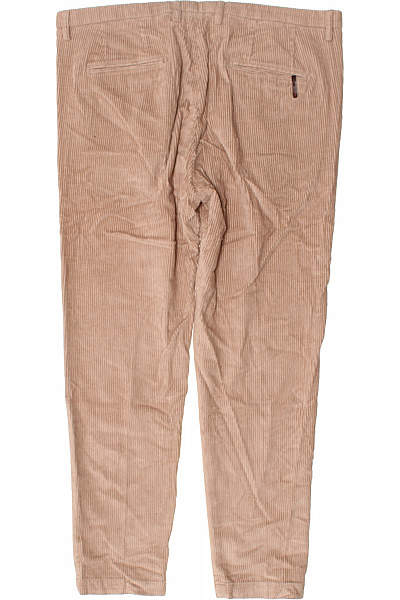 Pánské manšestrové rovné kalhoty béžové žebrované volnočasové ležérní s kapsami Vel. 52 | Unimoda | obrázek 2