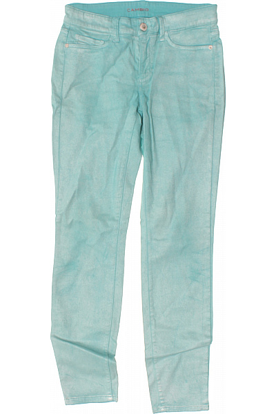CAMBIO Dámské Bavlněné Džíny Tyrkysové Strečové Skinny Seprané Vel. 34