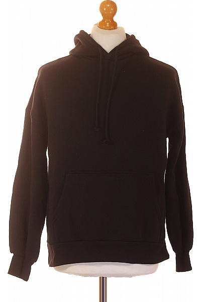 HM  Pánská černá mikina s kapucí přes hlavu klokaní kapsou jednobarevná Velikost S | HM  | obrázek 2