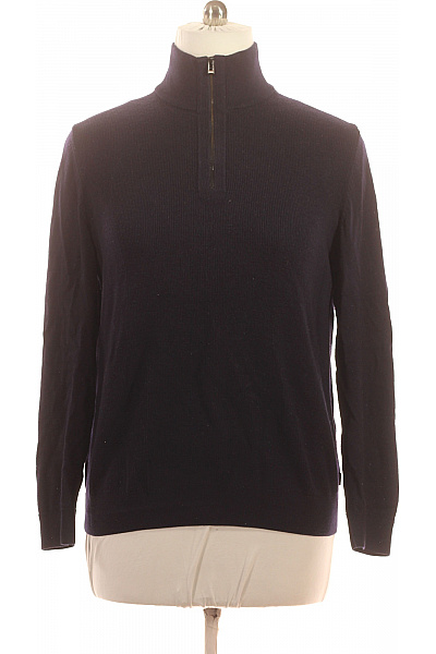 Hugo Boss Pánský Tmavě Modrý žebrovaný Pulovr S Rolákem A Zipem Podzimní Vel. XL