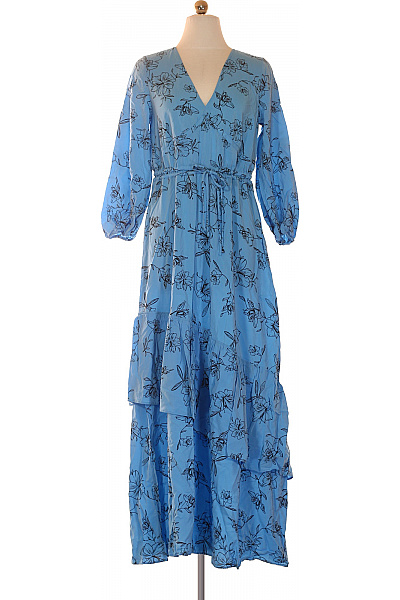 IVY & OAK Modré dlouhé květované šaty s dlouhým rukávem volné Vel. 38 | IVY & OAK | obrázek 2