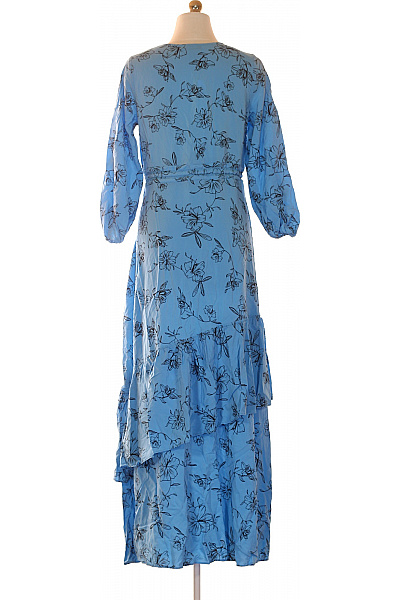 IVY & OAK Modré dlouhé květované šaty s dlouhým rukávem volné Vel. 38 | IVY & OAK | obrázek 3