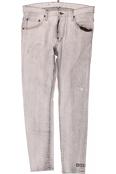Dsquared2 Pánské Seprané šedé Džíny Rovné S Dírami A Potiskem Vel. 48