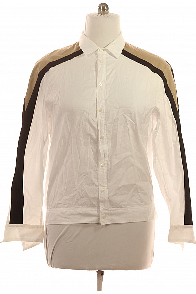 Neil Barrett Pánská Bílá Košile DlouhýRukáv Ležérní Street Pruhovaná Velikost L