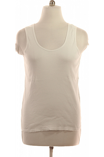 LAWRENCE GREY Bavlněné Tílko Bílé Basic žebrované Bez Rukávů Kulatý Výstřih Vel. 3XL