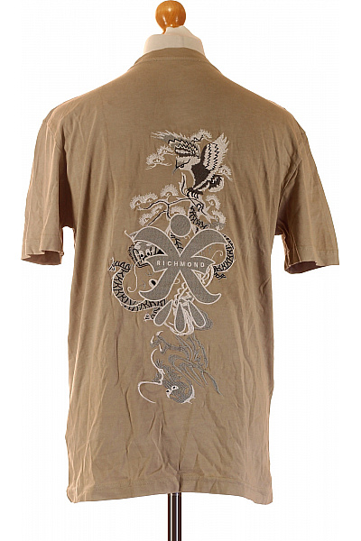 richmond Pánské bavlněné tričko béžové s krátkým rukávem a výšivkou basic Velikost m | richmond | obrázek 3