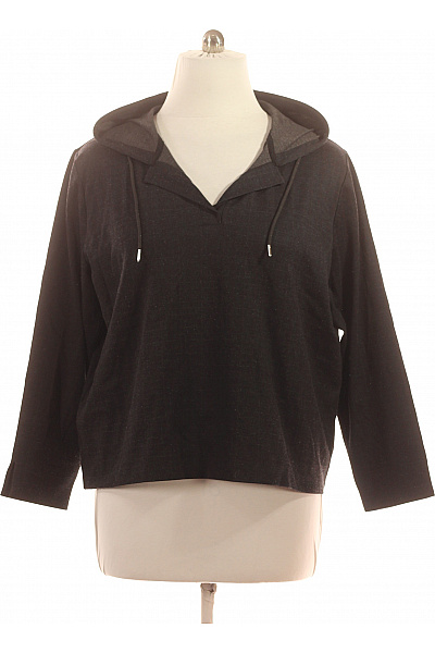 TOM TAILOR Dámská Polyesterová Mikina S Kapucí Přes Hlavu Tmavě šedá Zkrácená Vel. XXL