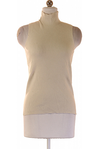 DOROTHEE SCHUMACHER Dámská Vlněná Pletená Halenka Béžová Bez Rukávů Se Stojáčkem Velikost 2