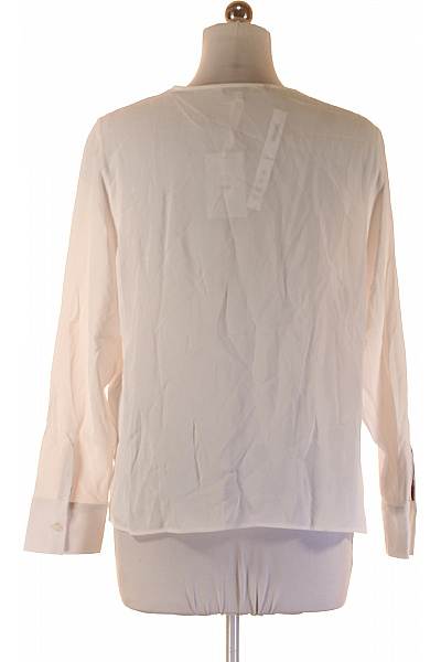 TOMMY HILFIGER Bílá viskózová halenka s dlouhým rukávem elegantní volná výstřih do V Velikost 42 | TOMMY HILFIGER | obrázek 3