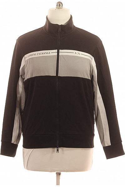 ARMANI Pánská sportovní mikina na zip černobílá pruhovaná streetwear Vel. l | ARMANI | obrázek 2